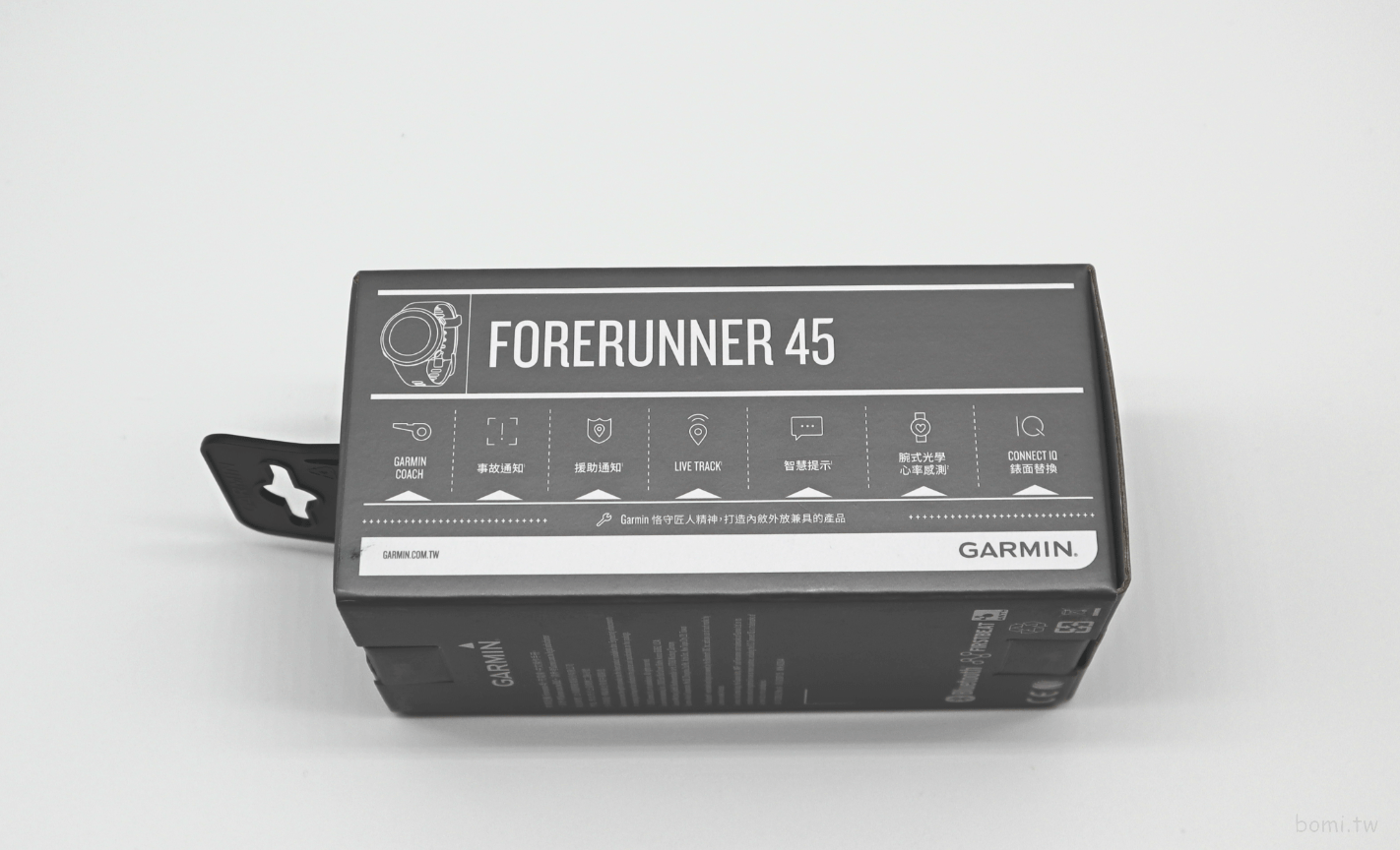 garmin forerunner 45產品外盒側面